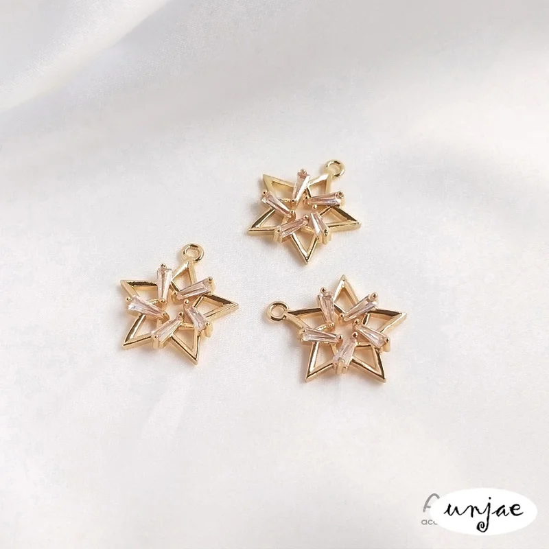 Ожерелье с пятиконечной звездой и морской из циркона инкрустированным золотом 14