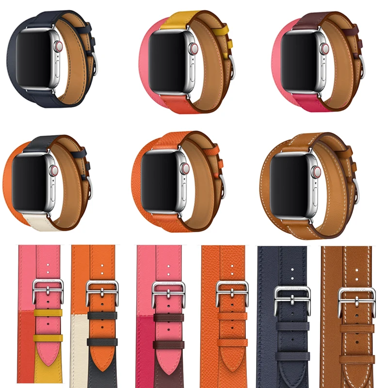 Серия SE 6/5/4/3/2/1 натуральная кожаный ремешок для наручных часов Apple Watch Double Tour 38 42 мм