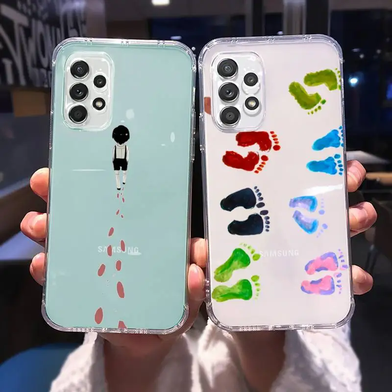 

dog footprint Paw Colorful Cute Phone Case Transparent For Samsung A51 A50 A71 A70 A81 M60S Note S21 S 20 10 9 8 11 E Plus Ultra