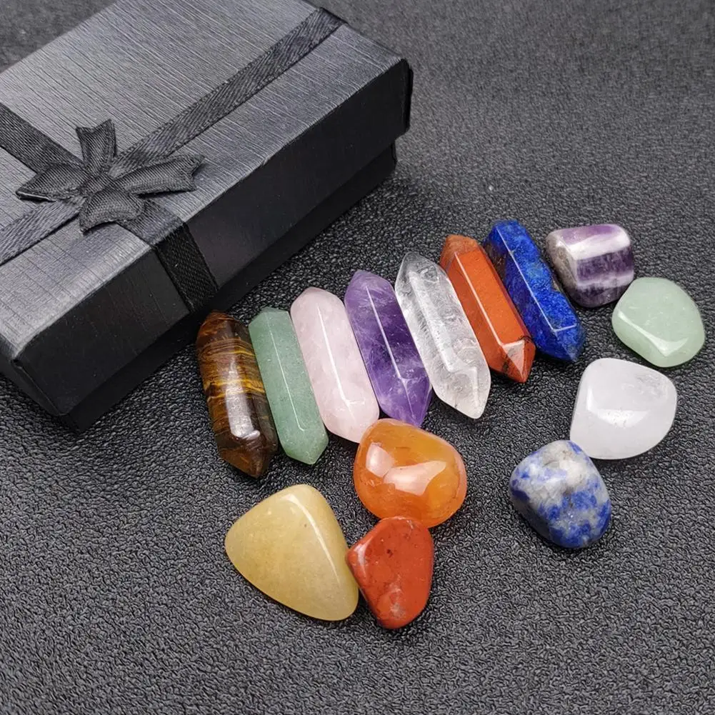 

Комплект семь чакр, шестигранная колонка, энергетический камень, набор из натуральных кристаллов, стандартная декоративная коробка, Рождес...