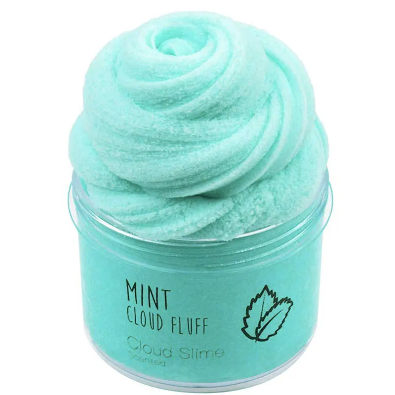 Зеленые шармы слизи пушистые шпатлевка снятие стресса дети глина хлопок грязь