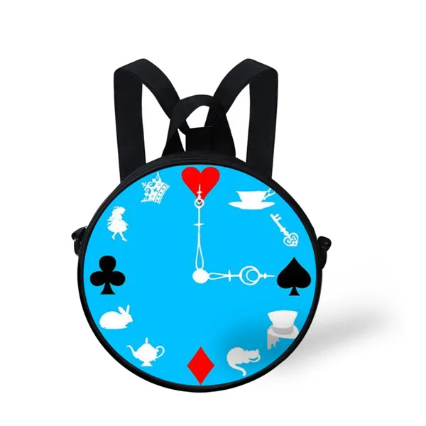 ALP1007I Thikin Alice in Wonderland, круглый рюкзак для девочек, мини-сумка-мессенджер для детей, Повседневная сумка-портмоне на молнии, дорожная сумка, сумка-портфель для девочек - Цвет: ALP1007I