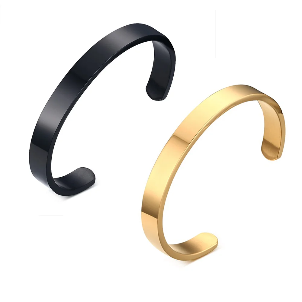 JHSL Новые простые металлические мужские браслеты из нержавеющей стали черные