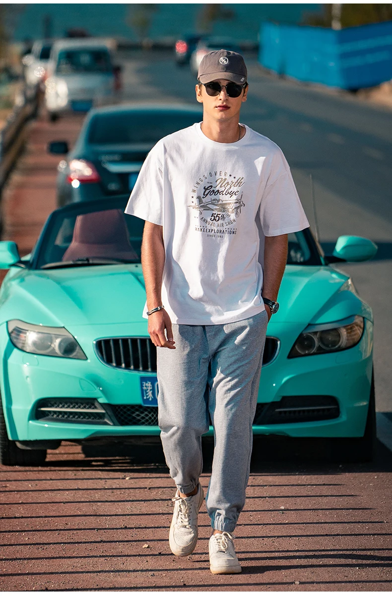 

YTX1698 Men's new loose short-sleeved T-shirt trendy street letter printing half-sleeved top