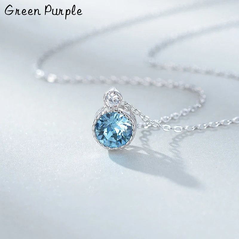 

100% S925 Sterling Silver 7 Color Crystal Pendant Necklace Charms Cubic Zircon Necklaces For Women Gift Party Fine Jewelry