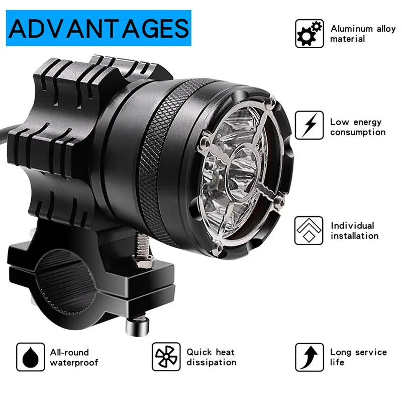 1Pc Motorcycle 9LEDs 6000k 45W Headlight Fog Lights Headlamp Motor Spotlight With Explosion-Proof Net For Motorbike Scooter |