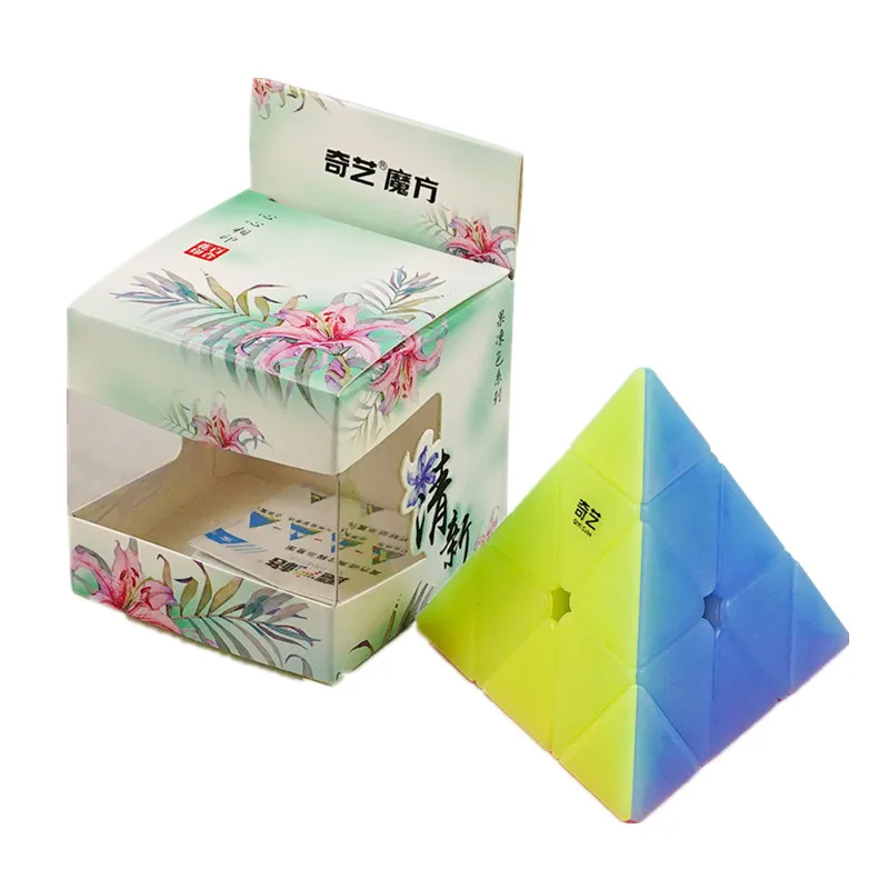 

QiYi Желейный цвет 3x3 куб головоломка Пирамида Желейный волшебный куб Детский головоломка куб игрушка для практики образовательный мозговой ...