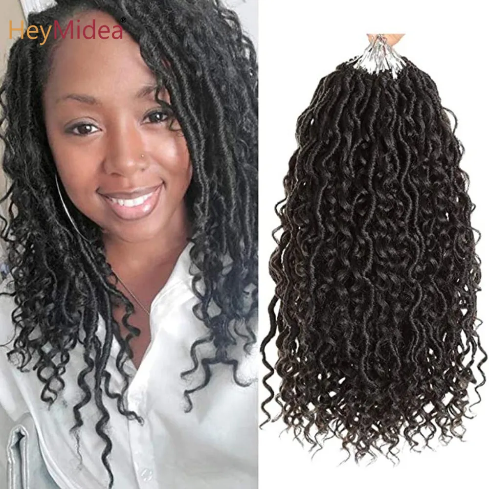 

New Goddess Locs Crochet Hair 14-18Inch River Fauxs Locs With Curly Hair Synthetic Braiding Hair Extension HeyMidea