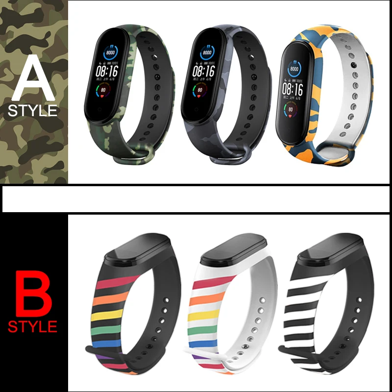 Отличный Камуфляжный ремешок для xiaomi Mi band 6 5 4 3 силиконовый часов Miband сменный