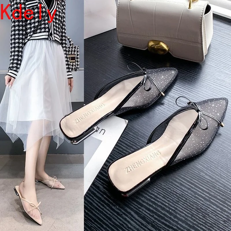 

Туфли женские свадебные, ПВХ прозрачные, с узелком-бабочкой, хрустальные, перспекс, каблук, Тапочки