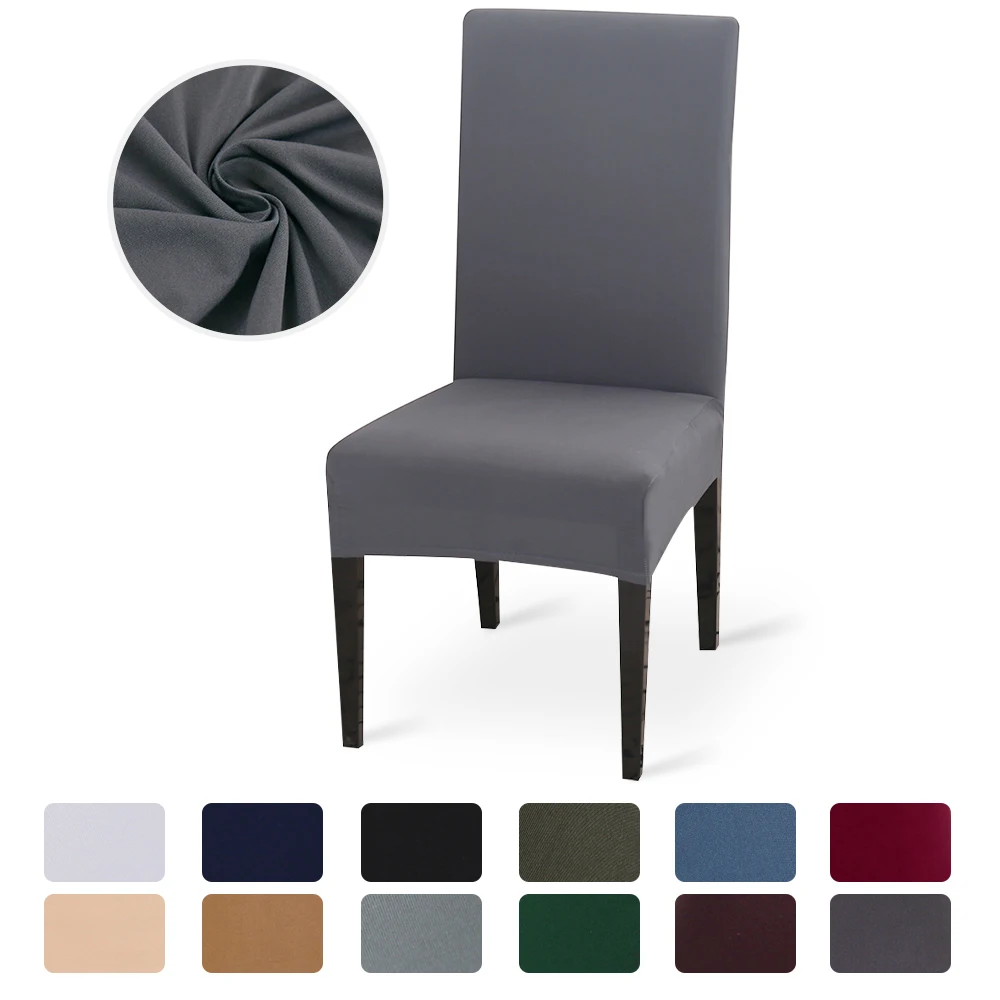 

Solid Color Chair Cover Stretch Spandex Elastic Slipcovers Chair Covers White For Dining Room Kitchen Wedding Banquet Hotel
