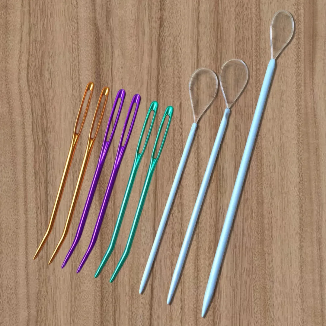 

9Pcs Bent Needles Threader Metal Big Eye Yarn Knitting Needles For Home Handmade Darning Threading Fabric Sewing Tools Accessory