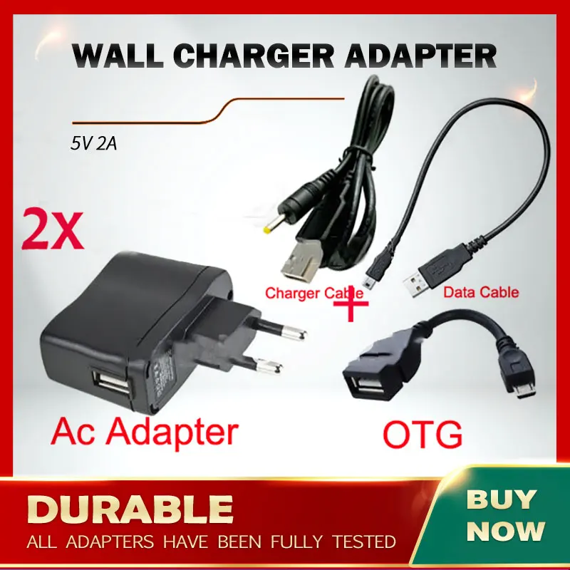 Сетевое зарядное устройство с европейской вилкой 2 шт. 5 В А USB порт + кабель для