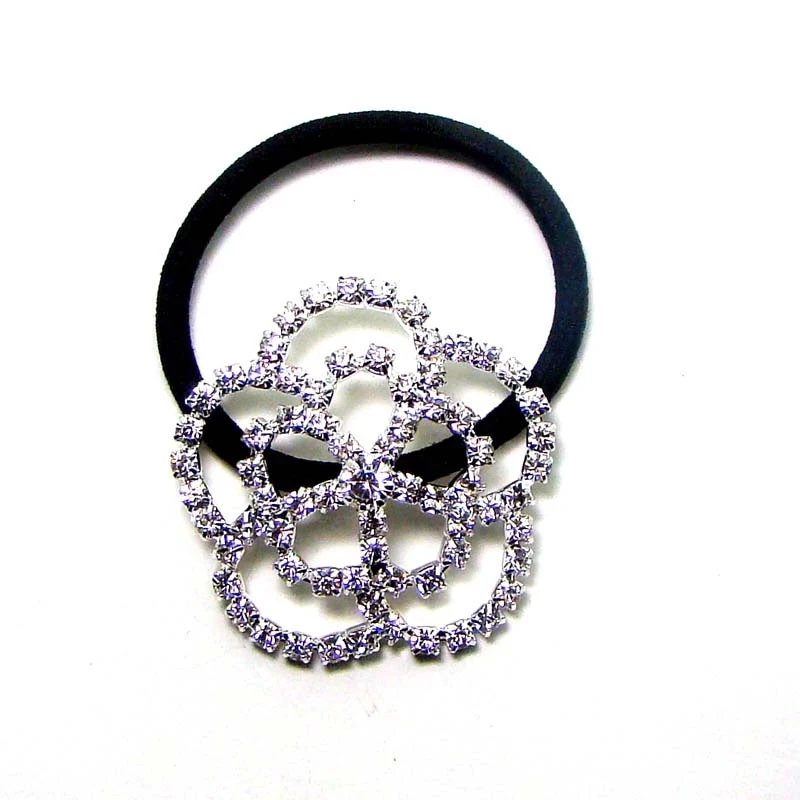 Rhinestone elastic hair ponytail holder stretch headband ornament fashion accessory with quality blk rubber band 3pcsx Wholesale | Украшения