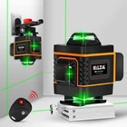 Мощный зеленый лазерный уровень HILDA, самонивелирующийся горизонтальный и вертикальный крестообразный 16-линейный 4D лазер, 360 градусов