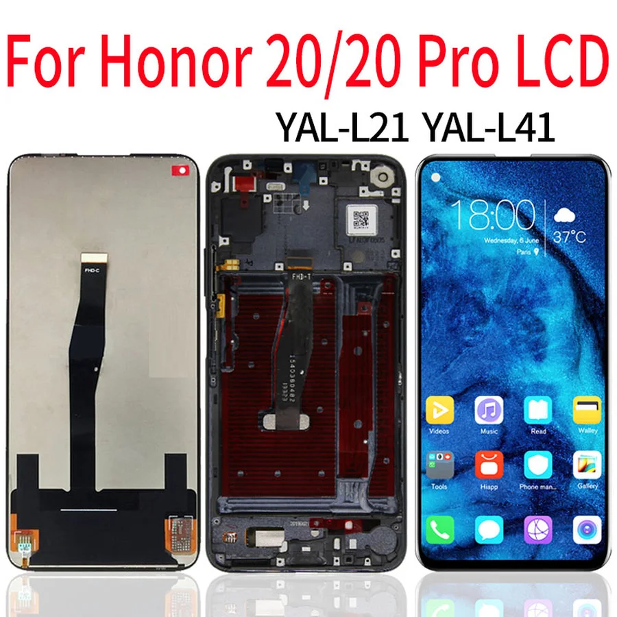 

6,26 ''для Huawei Honor 20 YAL-L21 дисплей сенсорный экран дигитайзер Замена для Huawei Honor 20 Pro LCD дисплей YAL-L41 LCD