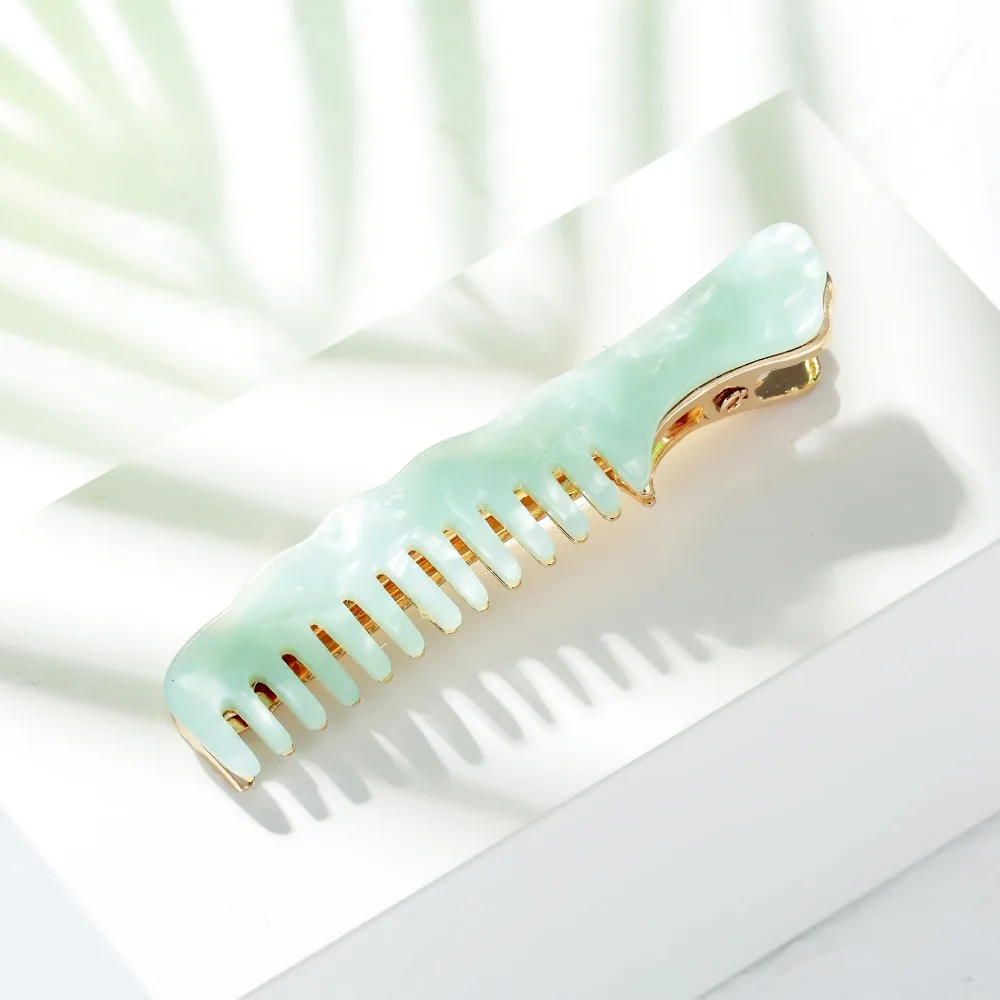 Модная акриловая заколка для волос в форме расчески леопарда золотая