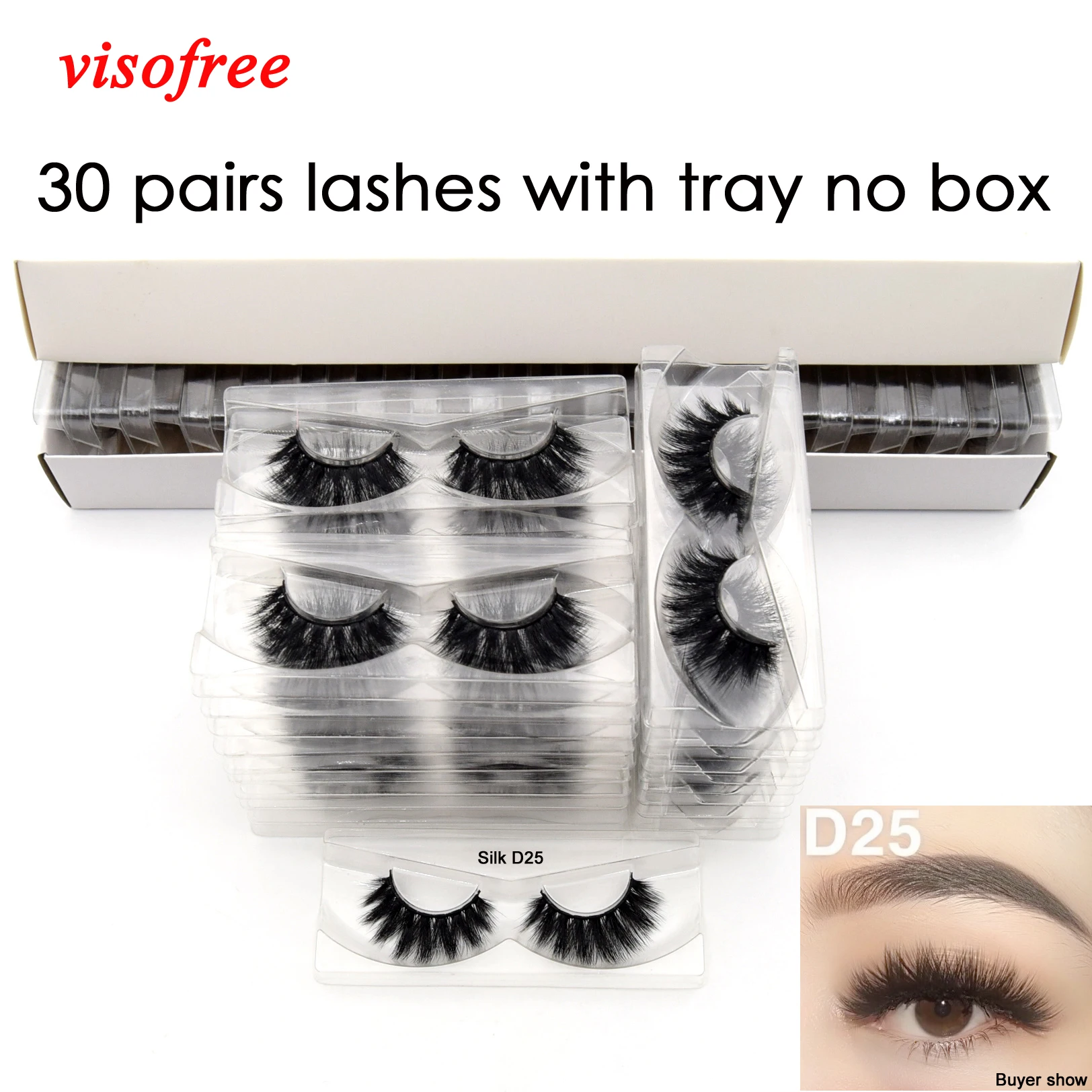 Visofree 30 пар/лот 3D Искусственные норковые ресницы с подносом без коробки ручная
