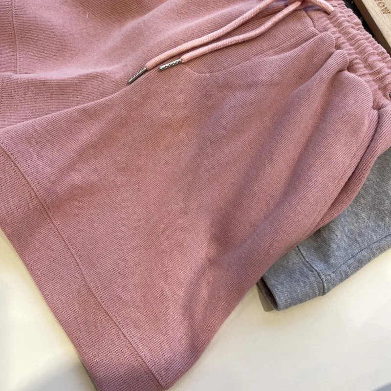 

Women's Fashion Lace Up Shorts High Waist Solid Color Short Trousers 2021 Summer Korean Home Female Mini Cotton Wide Leg Slacks