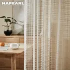 Бежевые тюлевые шторы с геометрическим рисунком для гостиной, современные прозрачные Занавески для спальни, однотонные занавески из вуали для детей, оконные занавески