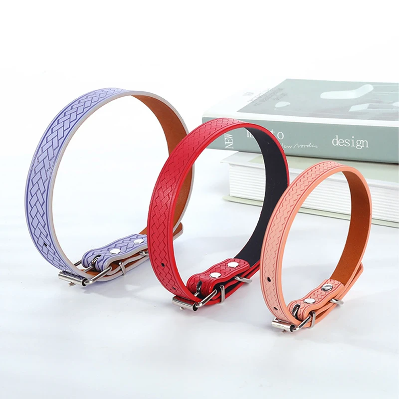 

PU Leather Pets Dog Collar Pure Color Adjustable Soft Small Medium Large Dogs Neck Strap Puppy Cat Supplies Asccessories Collars
