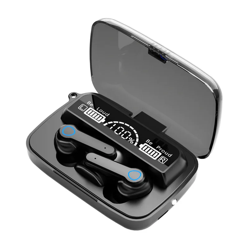 Fones de Ouvido Fone com Microfone Tws sem Fio Bluetooth Redução Ruído Toque Alta Fidelidade Estéreo Caixa Carregamento Lanterna M19 5.1