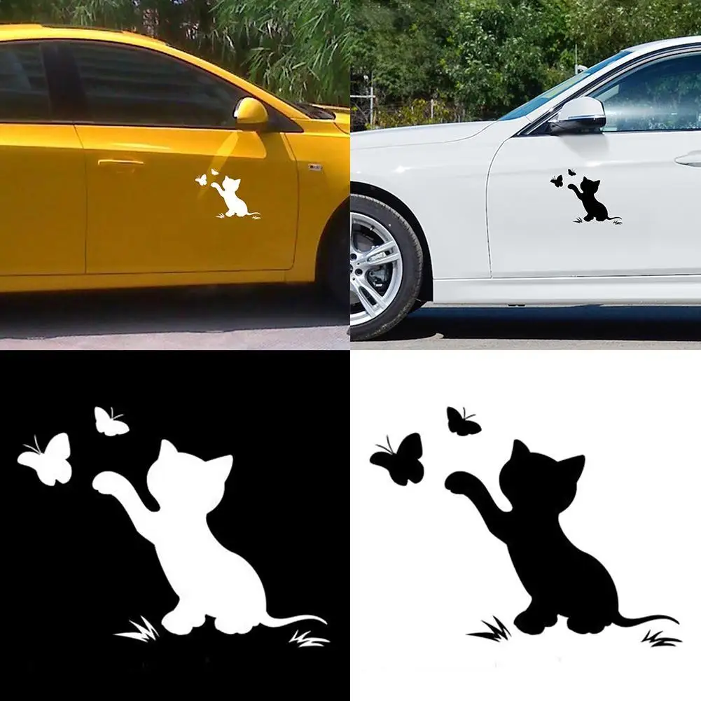 

Funny Cat Butterfly Truck Car Sticker Vinyl Decal Bumper Decal Car-Styling Water-resistant High Stickiness Vinyl Stickers