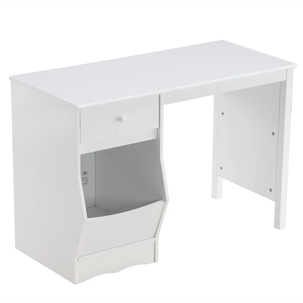 

Painted Simple Student Learning Table Kids Study Desk White with Drawers and Storage Function 108x49x73.5CM[US-Stock]