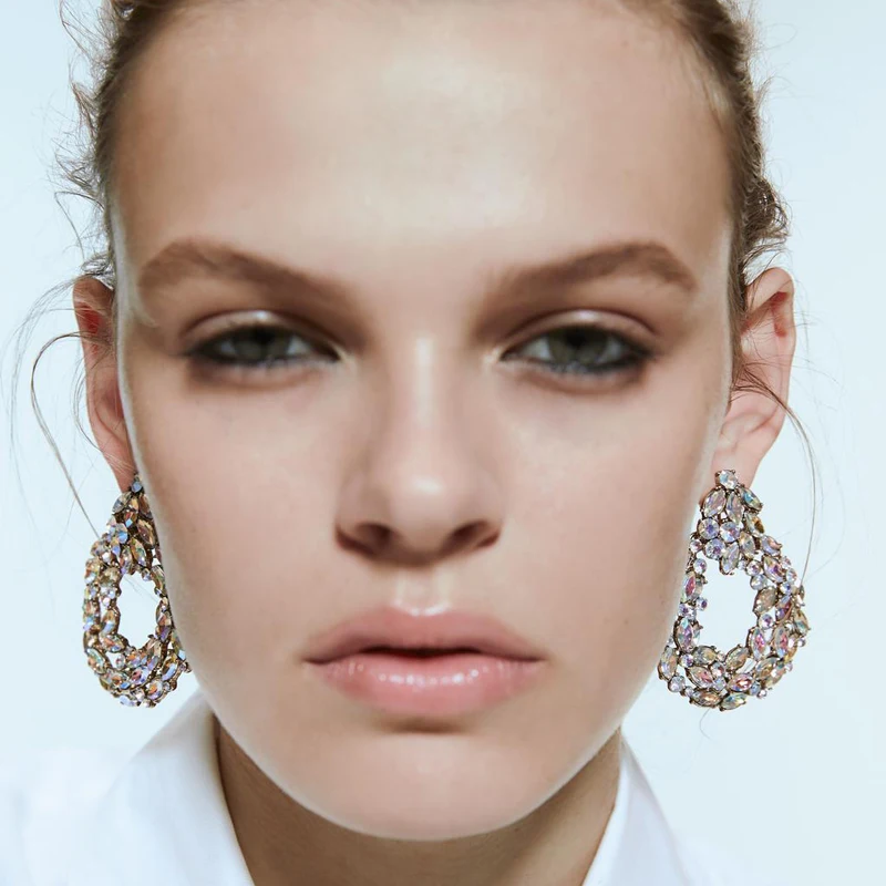 Женские серьги-подвески с кристаллами ZA модные длинные висячие серьги подвеской