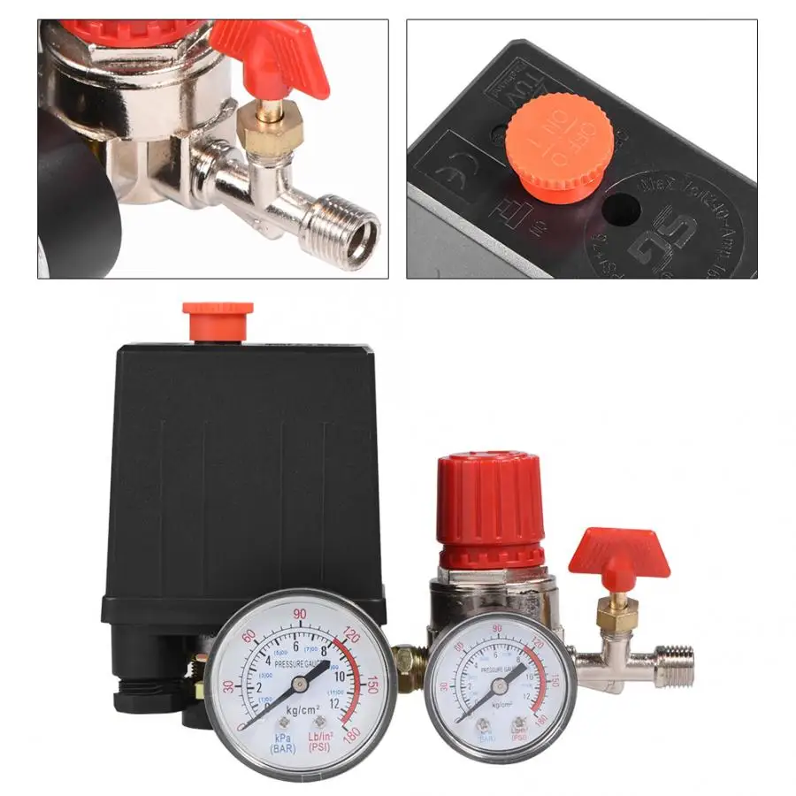 G1/8 Air Compressor Pressure Switch Control Valve Manifold Regulator Gauges 2-G1/4 V-Type Sealing Ring | Обустройство дома