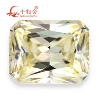 mn yellowish white color rectangle shape step cut for cubic zirconia loose cz stone 10pcs per bag