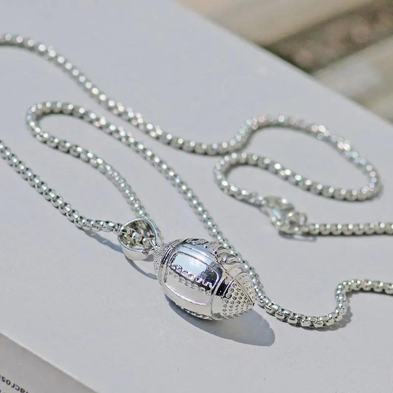 3D кулон в виде американского футбольного мяча мужское Спортивное ожерелье из