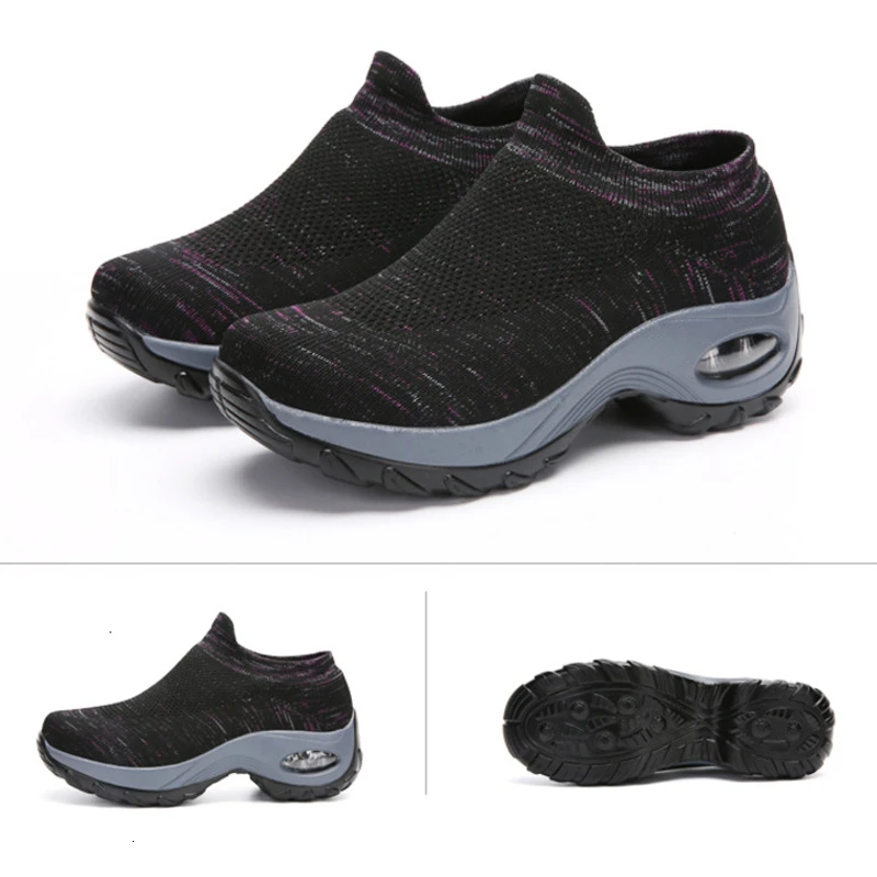 Black Purple Женская обувь для тенниса; кроссовки на платформе; Spor Ayakkabi Bayan; спортивная однотонная дышащая обувь; zapatos mujer - Цвет: Black Purple