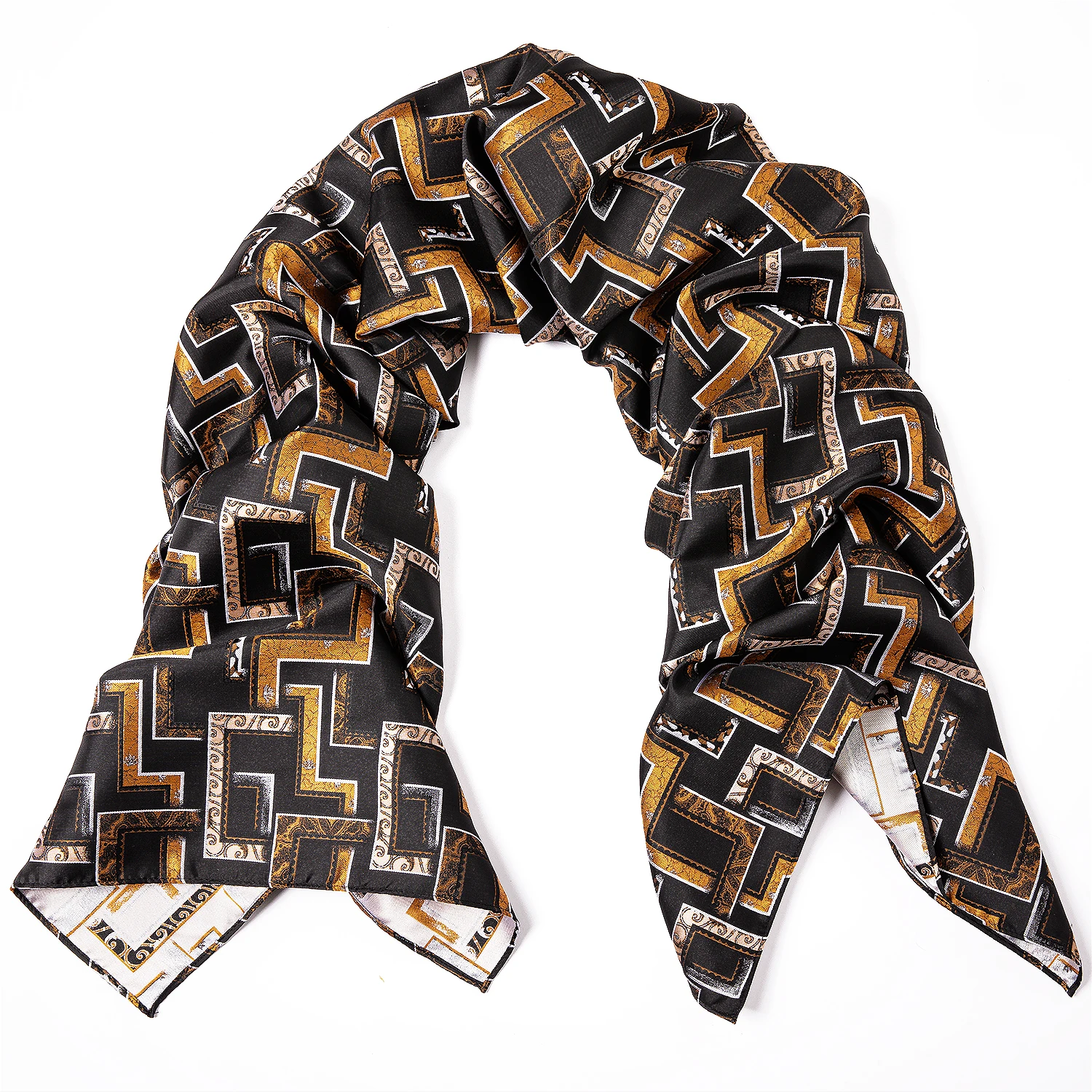 Модные мужские шарф золото жаккардовый клетчатый шелк Сезон осень-зима