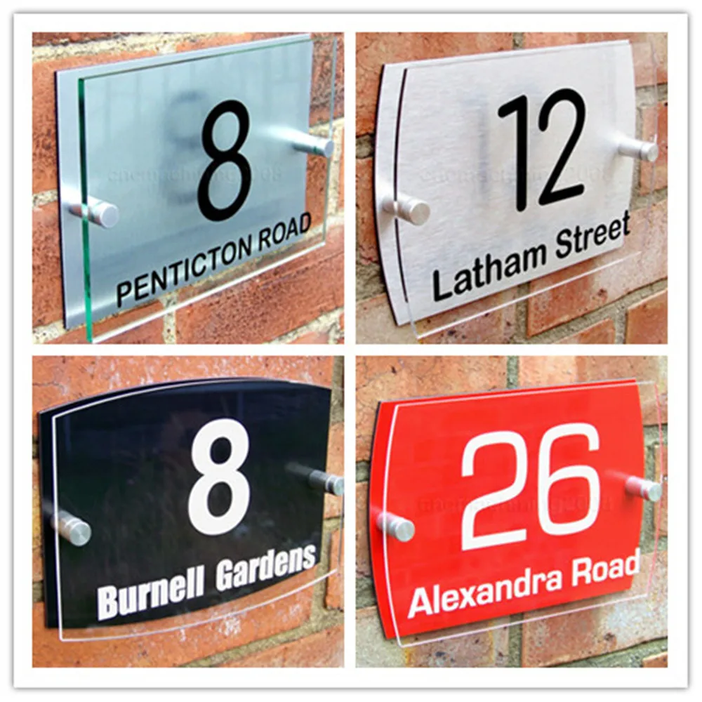 

DIY House Number House Door Number Plaque Wall Gate Sign Name Plate Glass Acrylic Aluminium