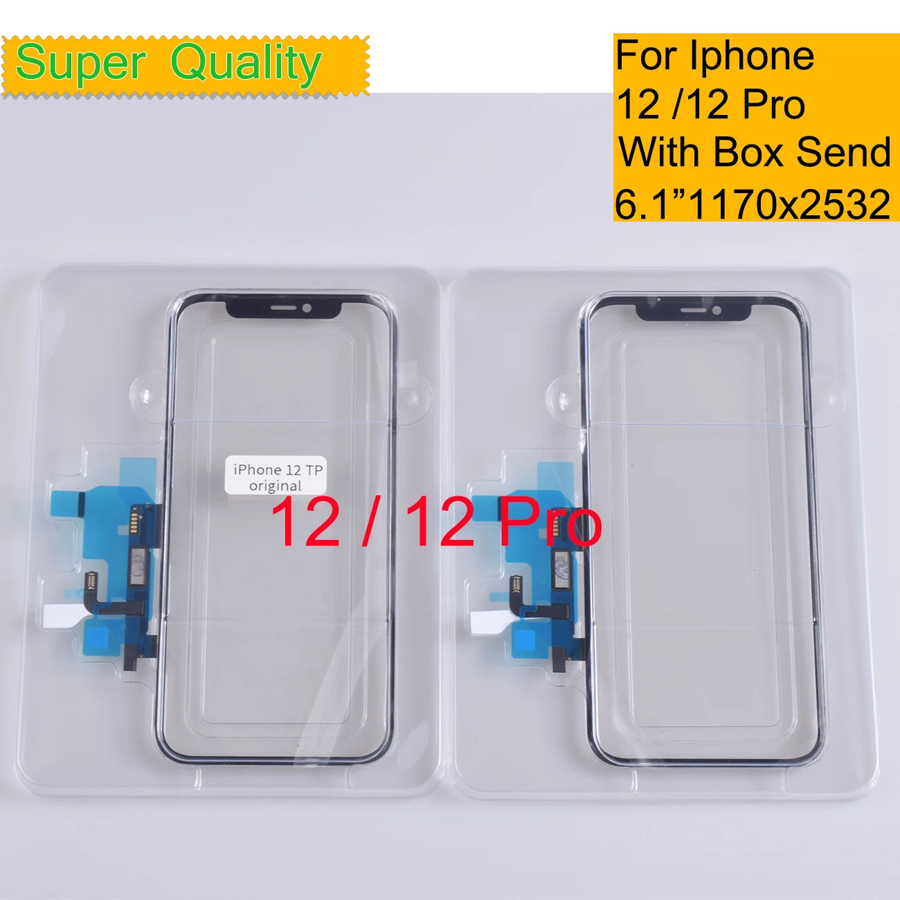 Panel digitalizador de pantalla t&aacute;ctil para Iphone 12 Pro, cristal LCD con pegamento hueco, OCA, 10 unids/lote-0