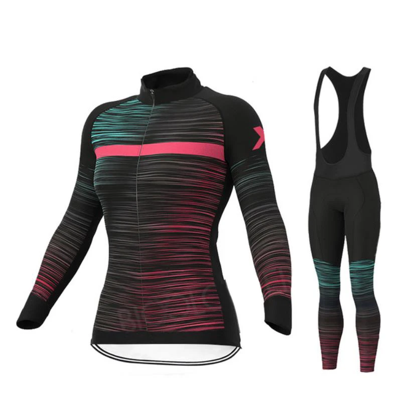 

Women Cycling Clothing Autumn Winter New Jersey Sets Long Sleeve Thermal Fleece Female Bike Uniform Cycling Jersey Quick-drying
