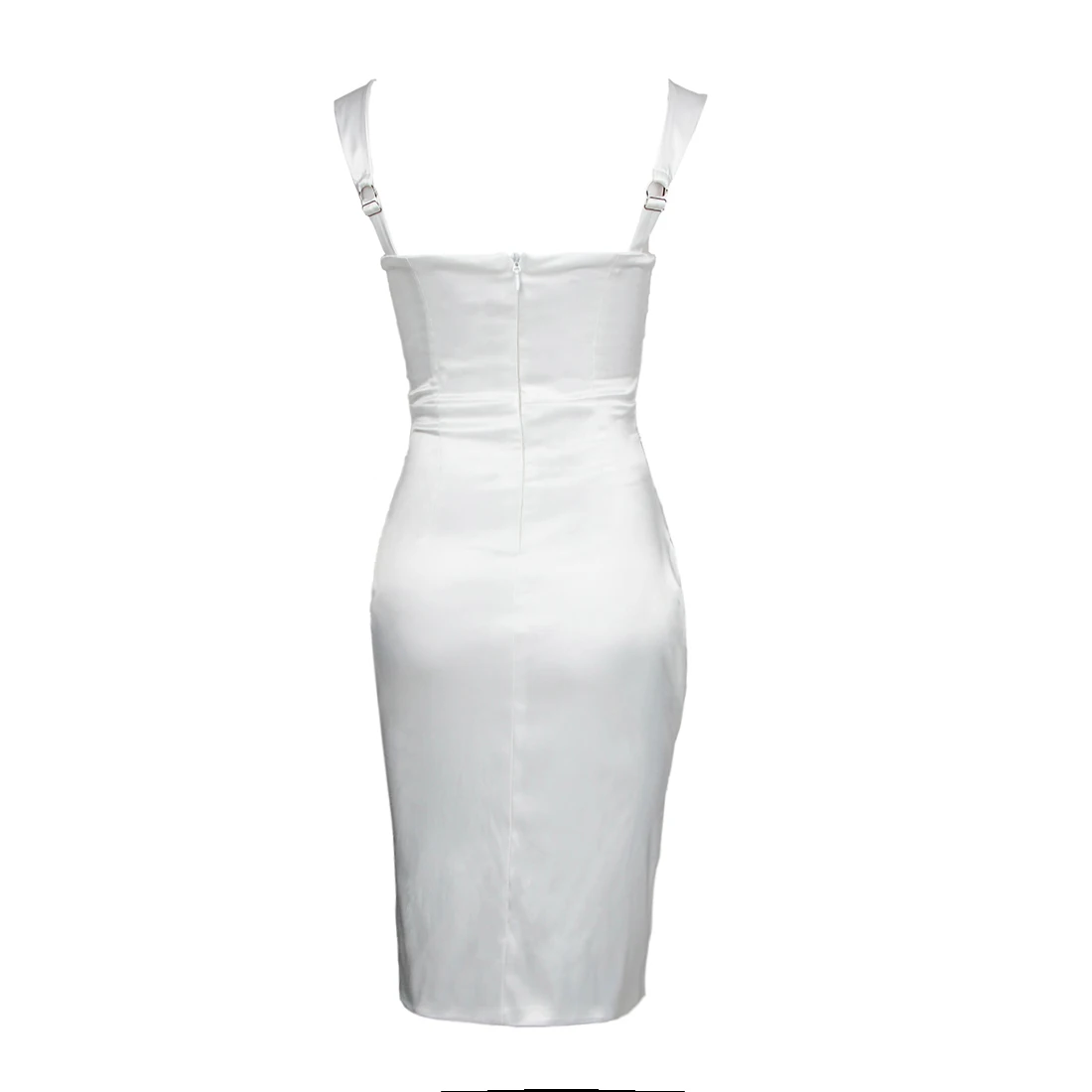 

High Quality White Spaghetti Winter Dress Celebrity Party Club Split V Neck Vestidos Dress Women