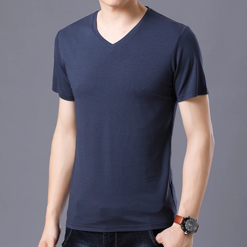

T Shirt Men Cotton V-Neck Short Sleeve T Shirts Male Summer Tops Tees 1259