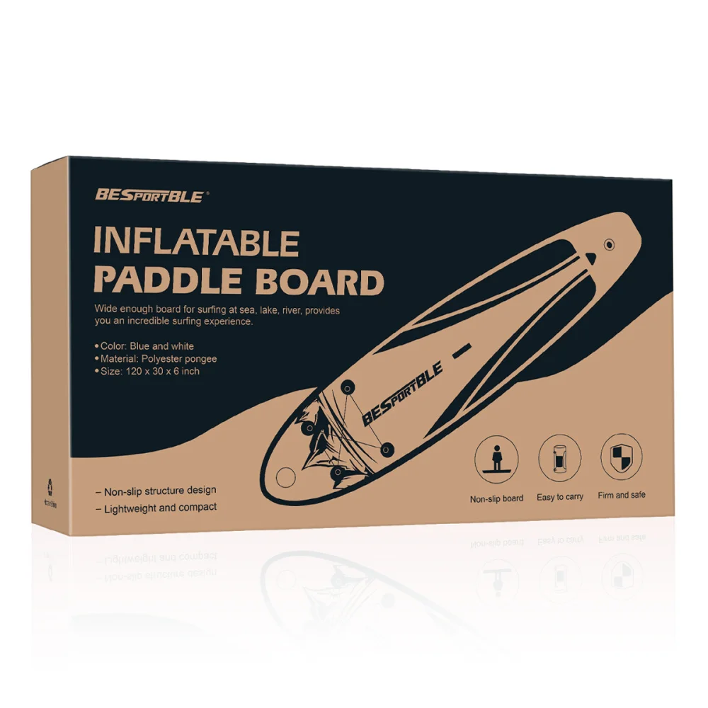 

BESPORTBLE Paddle Board Premium Inflatable Paddle Board 120x30x6" Stand Paddle Board Bonus Manual Pump Ankle Leash & Waterpro