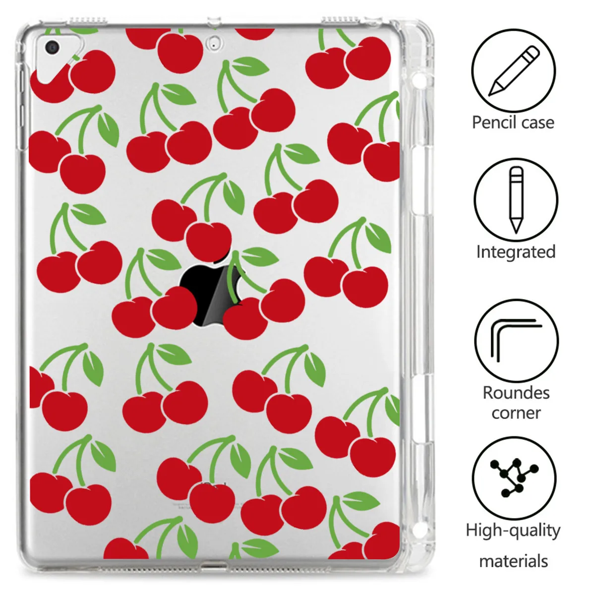 

For iPad Pro 12.9 Case 2021 Pro 12 9 2020 2018 Fruit Pattern Tablet Cover Clear Shockproof Protect Shell with Pencil Slot Cover