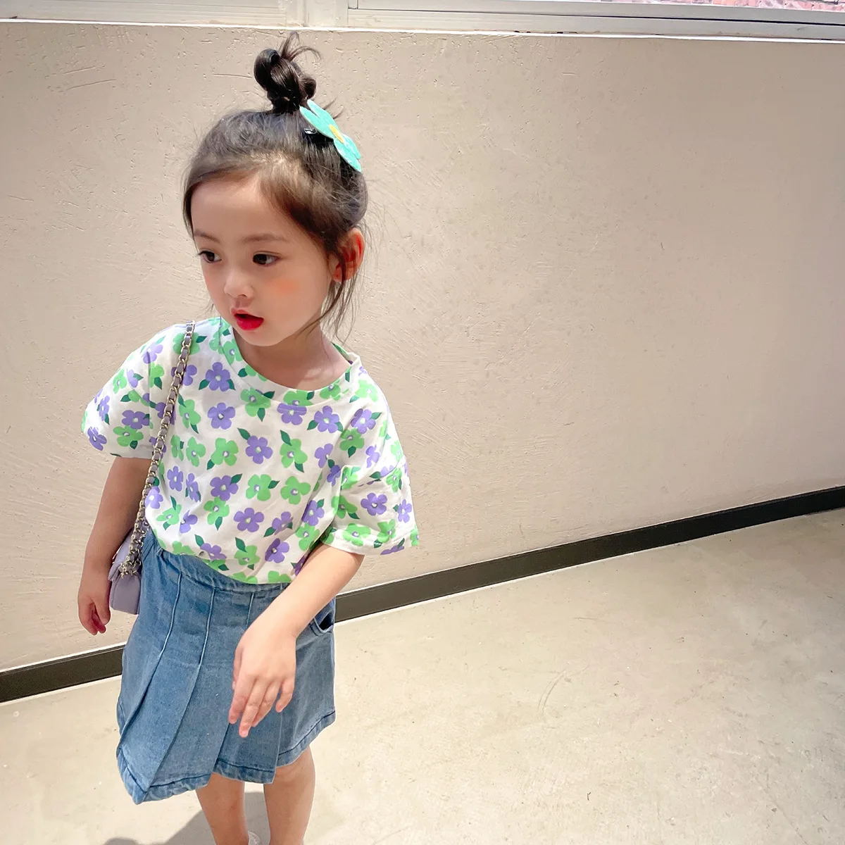 

2-7T Toddler Kid Baby Girls Clothes Summer Flower Top Short Sleeve Floral T Shirt Elegant Cute Sweet Tshirt Lovly Outfit