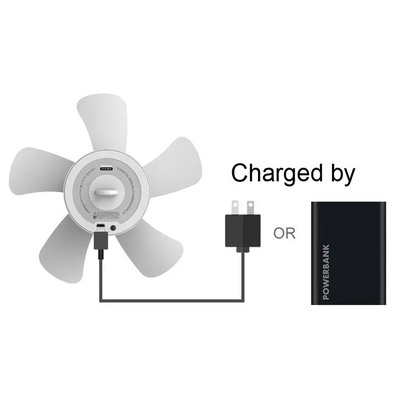 

8000mAh USB Rechargeable Remote Control Timing 4 Gears Ceiling Fan Cooling Hanging Fan for Tent Bed Camping Outdoor Home