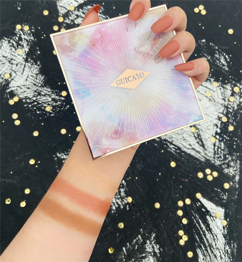 Палитра хайлайтеров 4 цветов контур лица для макияжа мерцающая пудра осветляющая