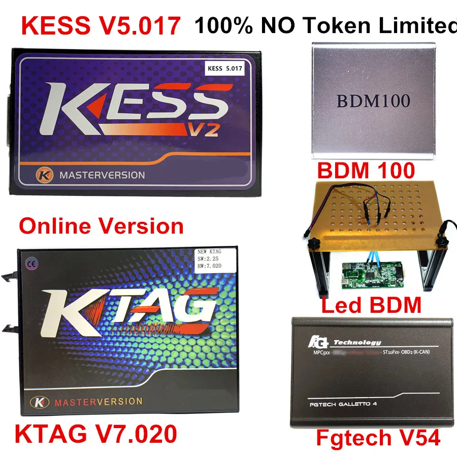Новейший программатор Kess V2 V2.3 5 017 OBD2 + 7 020 FW K TAG ECU FGTECH Galletto 4 Master v54 светодиодный BDM