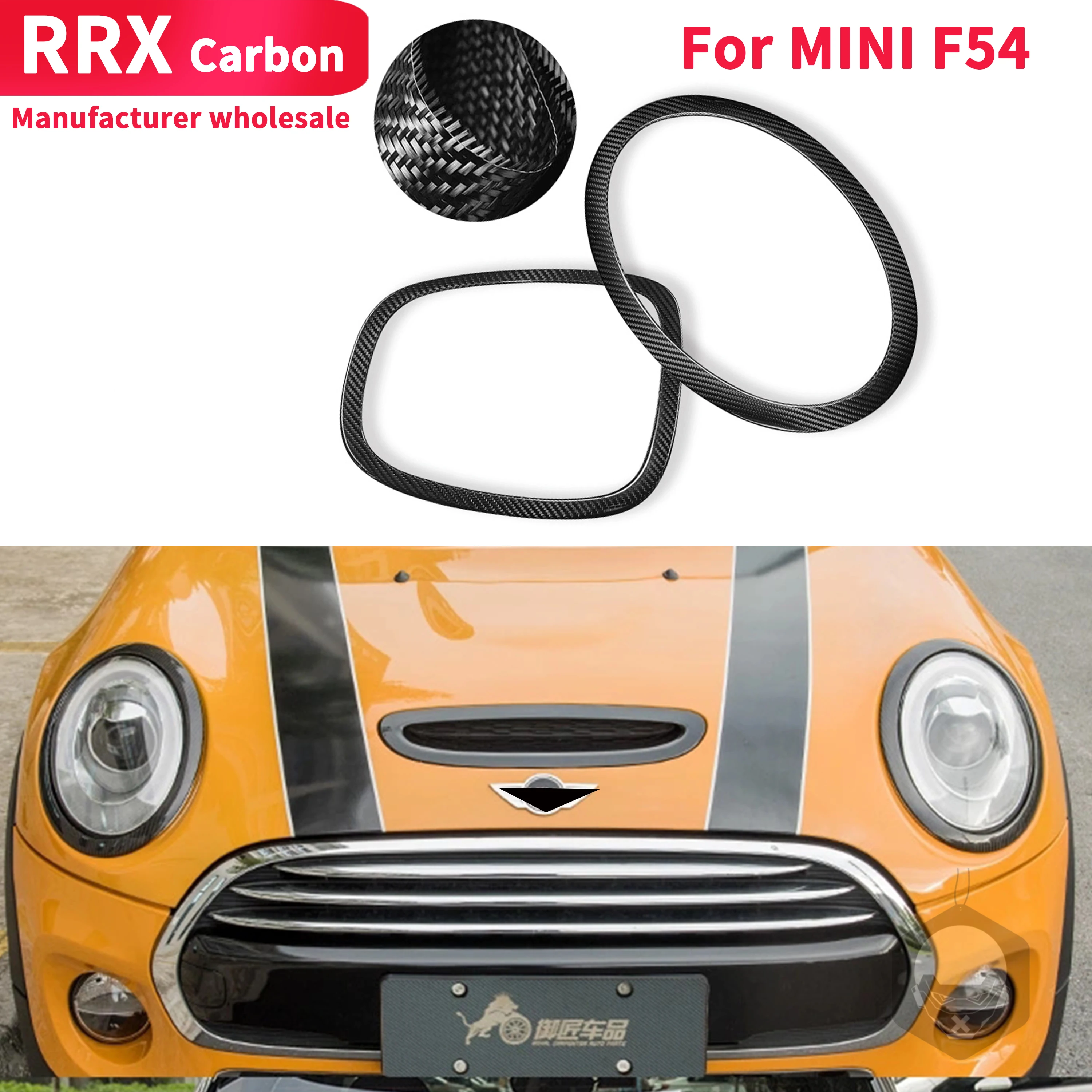 Economici Adesivi Per Copricapo Per Fari Per Auto Lampade Telaio Anello Coperture Adesivi Custodia Per BMW Mini F54 2015 Stile Pasta In Fibra Di Carbonio Reale