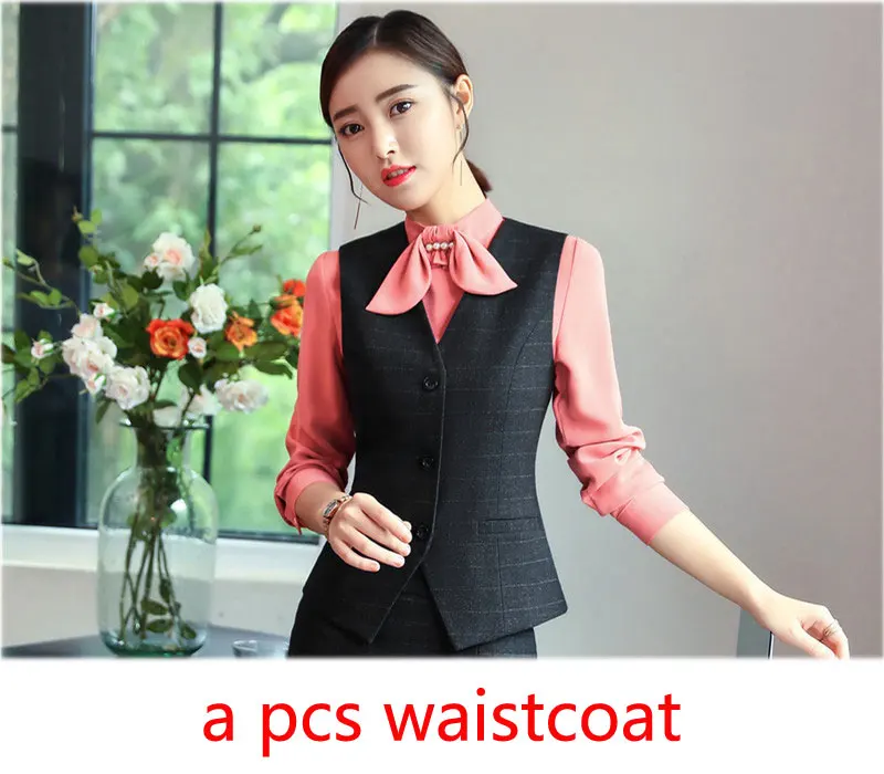 black waistcoat IZICFLY, женские брюки, костюмы с блейзером, куртка, элегантный, тонкий, Деловой, ансамбль, Femme, 2 шт., Pantalon Veste, задний, офисная одежда - Цвет: black waistcoat