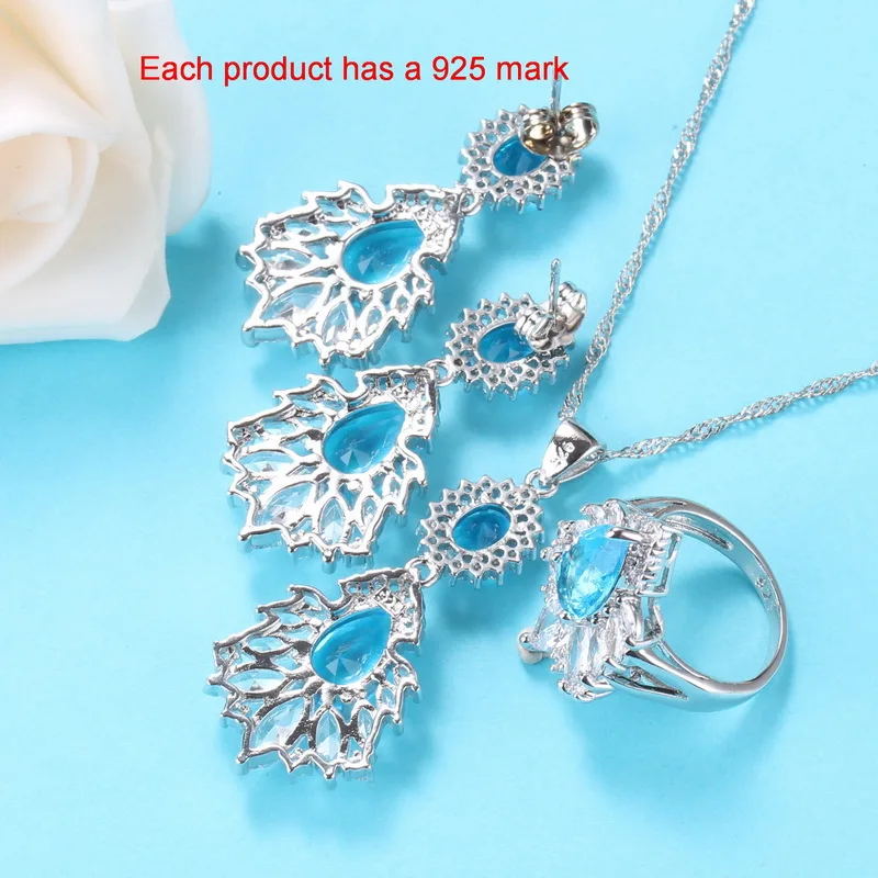 6 цветов турецкие Ювелирные наборы 925 Серебряный Свадебный большой костюм