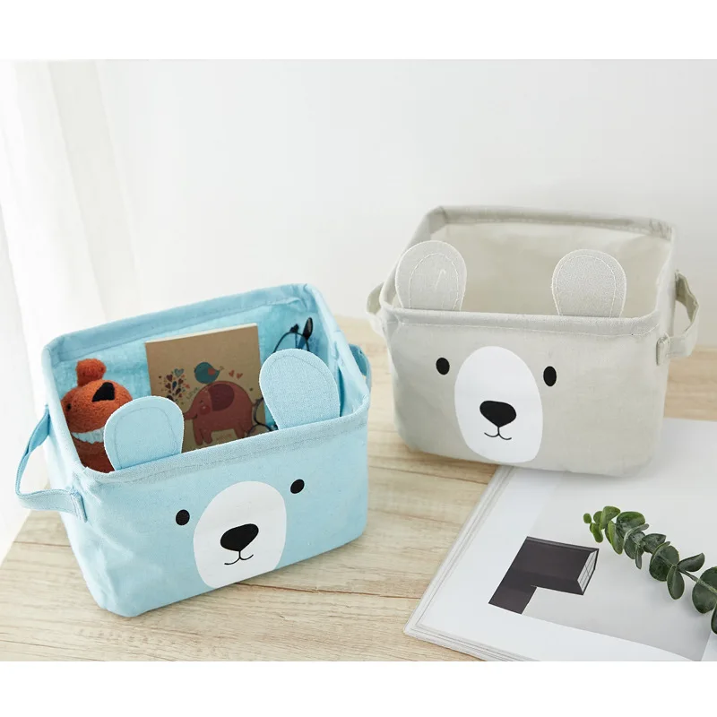 Квадратная коробка с мультяшными медведями многофункциональная холщовая из