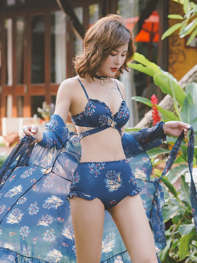 Купальник-бикини женский Элегантный Модный купальный костюм из трех предметов с